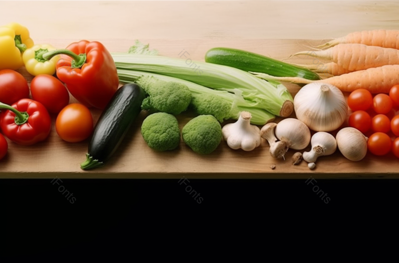 在案板桌面上摆放整齐有序舒适的各种蔬菜美食摄影背景,高清,摄影图,摄影图片,图片大全,摄影图免费下载